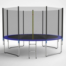 GALACTICA Trampoline Set 6 8 10 12 14FT Round Outdoor Safety Net Enclosure Blue