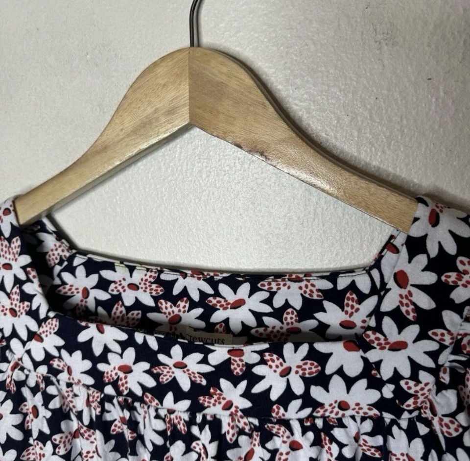 Camisa Cottagecore Corte Redondo Cuello Cuadrado Peplum Top Niñas 14 Azul Marino Floral Rojo Foto 4 de 4