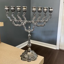 Vintage Silver Plate Menorah Candelabra Eight Spots Centerpiece Holidays