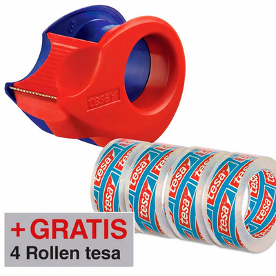 tesa Klebefilmabroller Mini-Abroller + 4 Rollen tesafilm kristall Promo 10x15mm