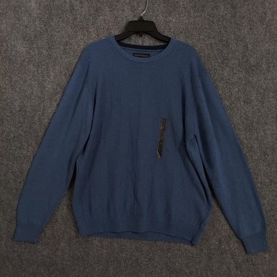 Tricots St Raphael Sweater Mens Large Pacific Heather Blue Cotton Crewneck Knit