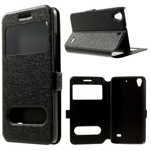 Flip Case Handy-Hülle Etui Business Case Cover schwarz Huawei Ascend G620s - Afbeelding 1 van 2
