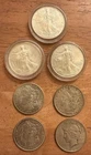 Lot of 7 Silver Dollars  3 Morgan’s,1 Peace & 3 American Silver Eagles