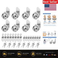 Secure 8 Pack Zinc Alloy Cam Locks - Keyed Alike for Mailboxes Toolboxes