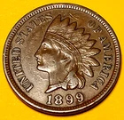 ■ 1899 INDIAN PENNY ONE CENT ☐ XF Full Liberty, Partial Diamonds