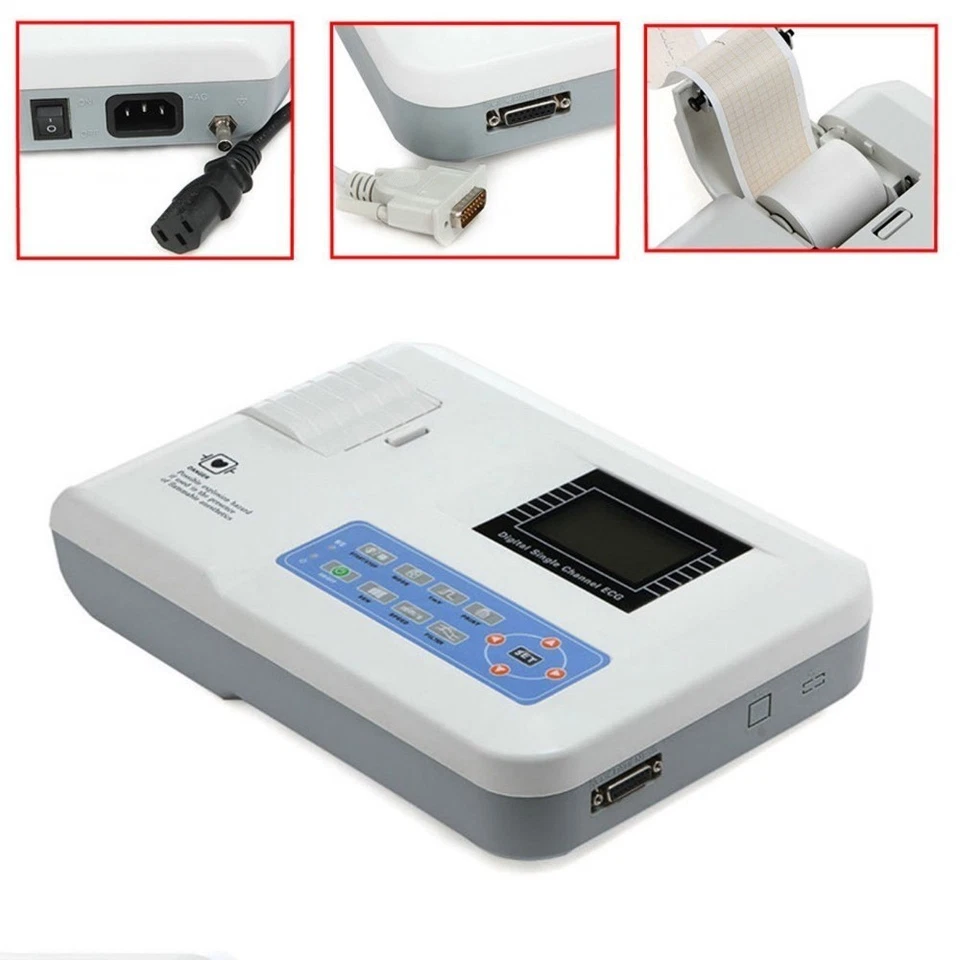 12-Lead EKG ECG Machine - 1-Channel Portable Electrocardiograph with Printout - Image 3 of 4