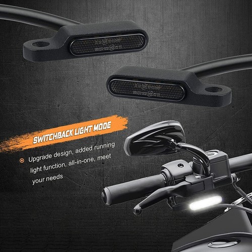 Luces intermitentes LED negras ámbar para mini motocicleta 2 piezas para Harley Dyna - Imagen 10 de 12