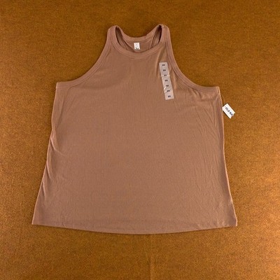 Old Navy Womens 3X Brown Ribbed Knit Racerback Ultralite Go-Dry Tank Top NWT