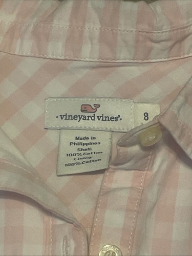 Vineyard Vines Dress Girls 8 Pink / White Checkered Long sleeve - Picture 3 of 4