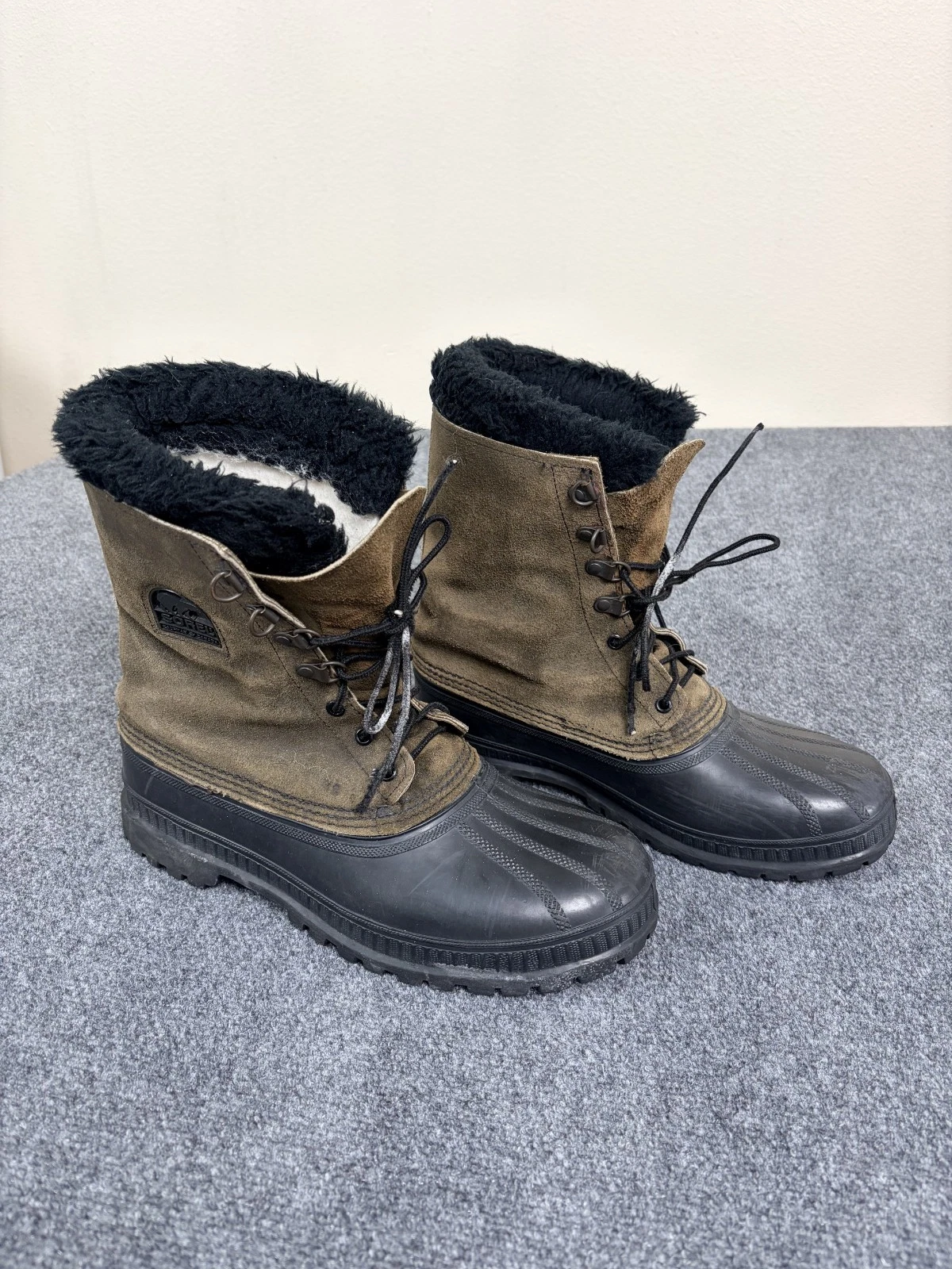 Sorel Boots Kauffman Mens Brown Black Polar Winter Leather Steel Shank Size 10
