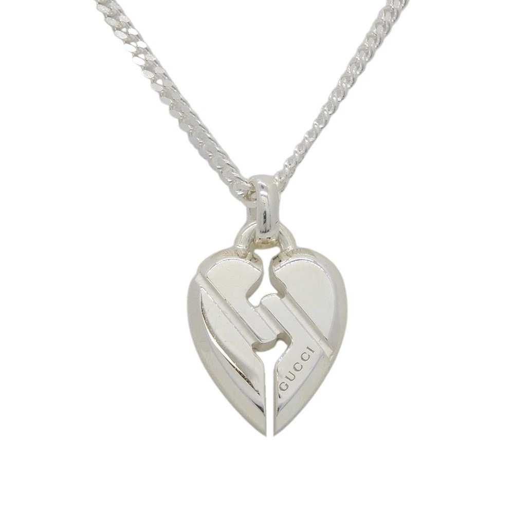 Collana con ciondolo cuore nodo Gucci Sv925 313463 J8400 8106 circa 10.8G 45Cm