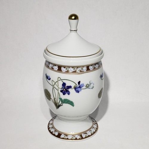Haviland Limoges Imperatrice Eugenie Lidded Pedestal Jar Purple Violets - Picture 4 of 15
