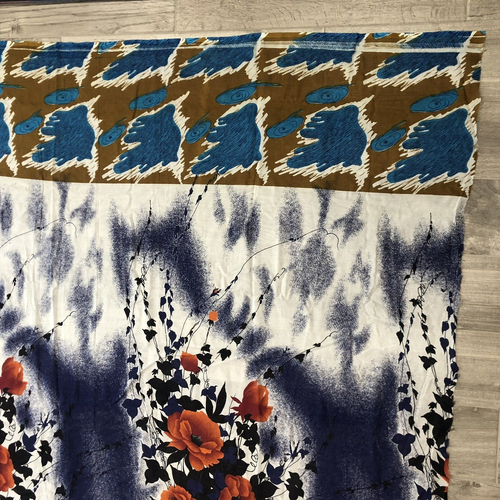 Vtg Orange Poppy Blue Floral London Fashion 100% Cotton 4 Yds x 54" Sheer Read - Picture 18 of 20
