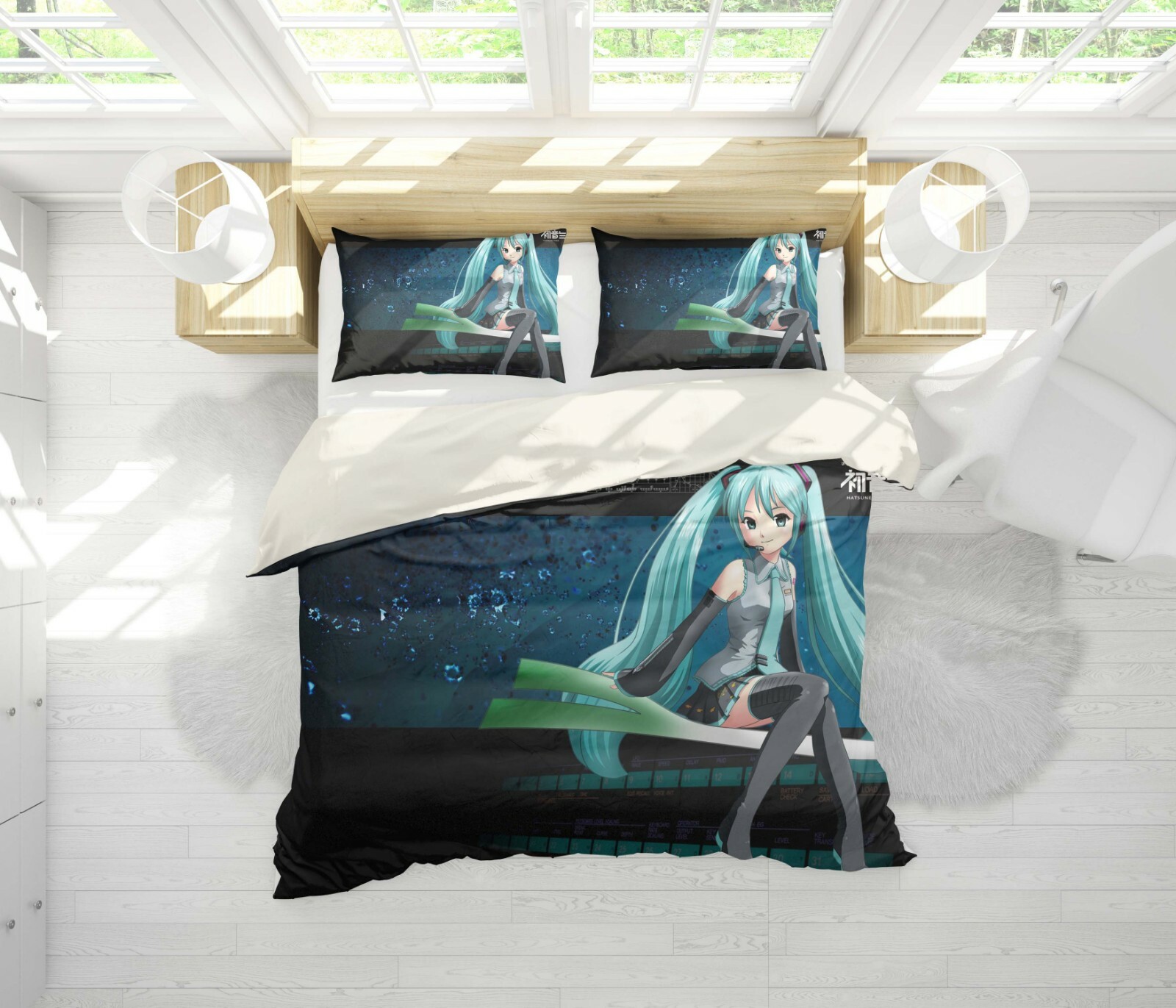 3D Cartoon Hatsune Miku Duvet damen Quilt Cover Set Pillowcases Queen King 292 3D Cartoon Hatsune Miku Duvet damen Quilt Cover Set Pillowcases Queen King 292