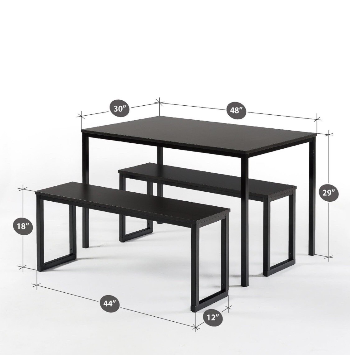 Zinus Louis Modern Studio Collection Soho Dining Table with Two Espresso 
