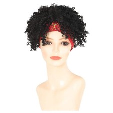 Women Turban Wrap Wig Kinky Curly Headband Wigs Afro Puff Hair Band Synthetic