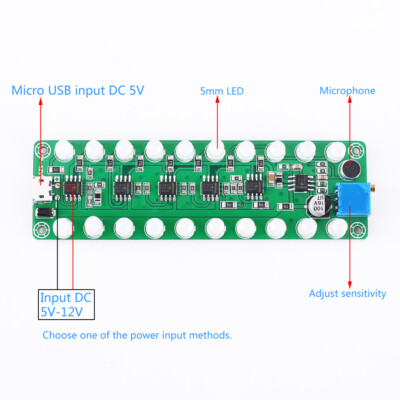 RGB LED Music Spectrum Display Analyzer Voice Audio Level Indicator VU