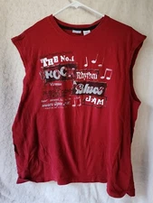 No Boundaries Sleeveless Red Top Sz XL Lucy Lee Rock Rhythm Blues Jam Memphis