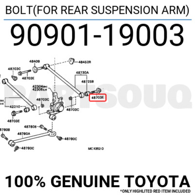 9090119003 Genuine Toyota BOLT(FOR REAR SUSPENSION ARM) 90901