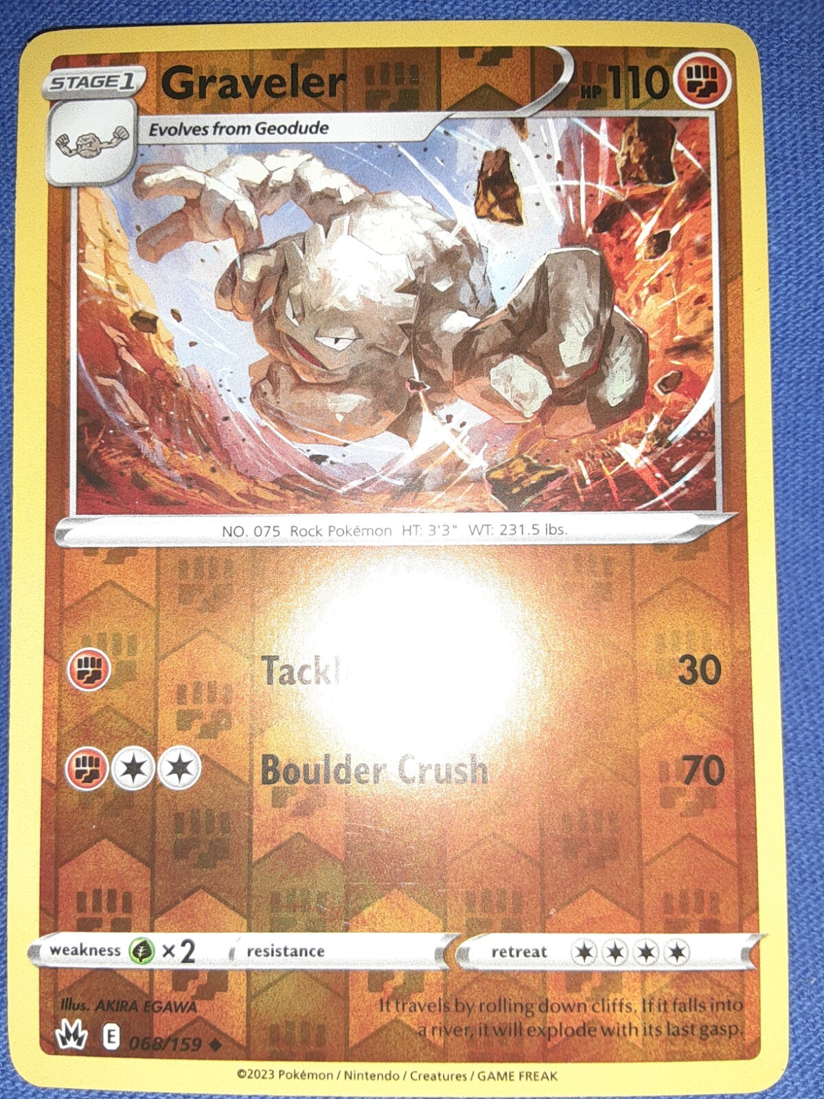 POKEMON REVERSE HOLO GRAVELER 68/159