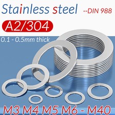 100pcs Shim Washers 0.1mm / 0.2mm / 0.3mm / 0.5mm Thick DIN 988 High Quality
