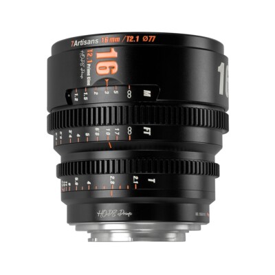 7Artisans Hope Prime 16mm T2.1 Cinema lens for MFT M43 mount camera =Black=