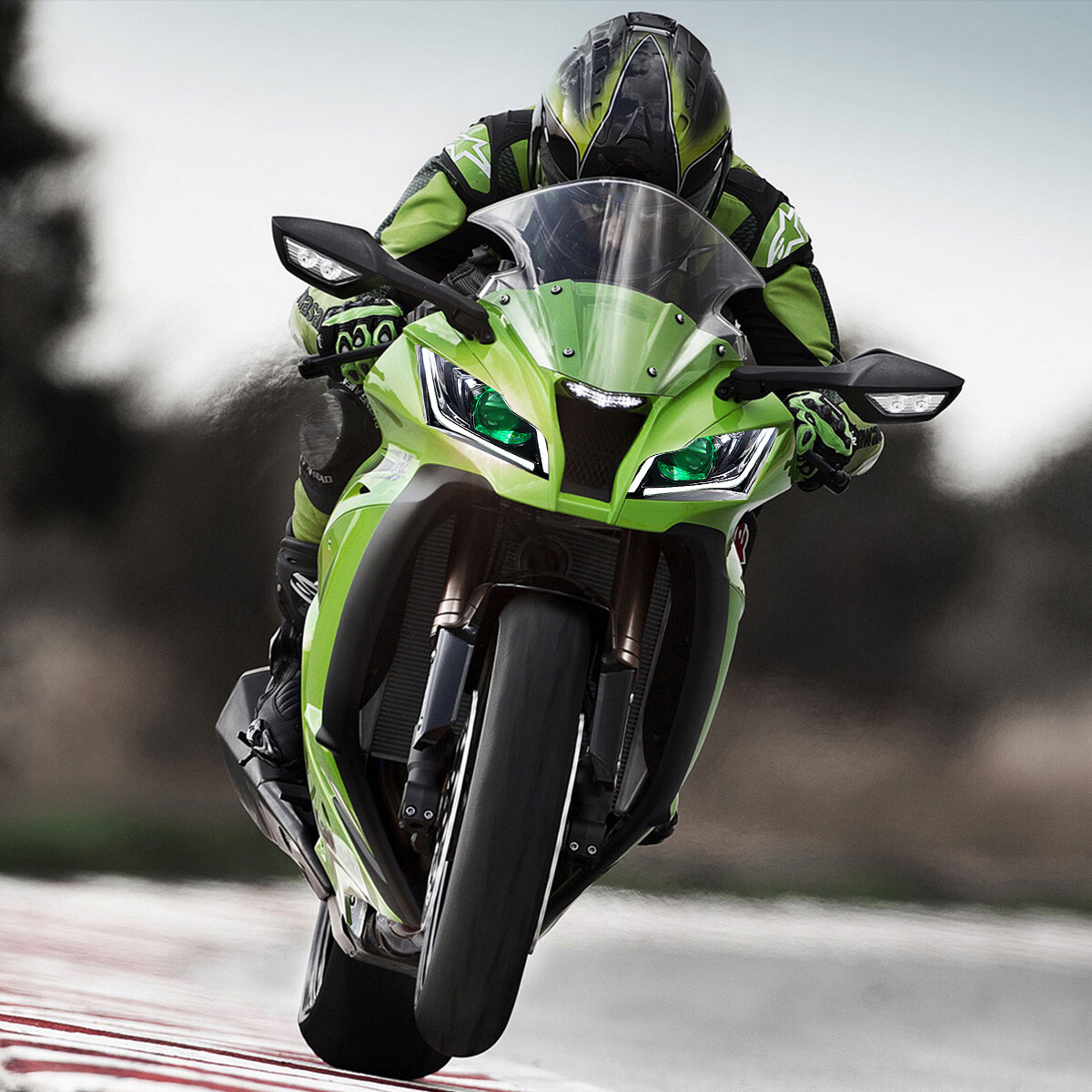 1X LED Motorcycle Headlight Assembly for Kawasaki Ninja ZX10R 2011