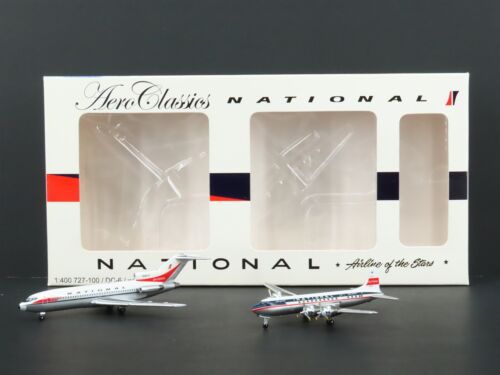 1:400 Aero Classics Die-Cast National Airlines Boeing 727-100/ MD DC-6 w/GSE set