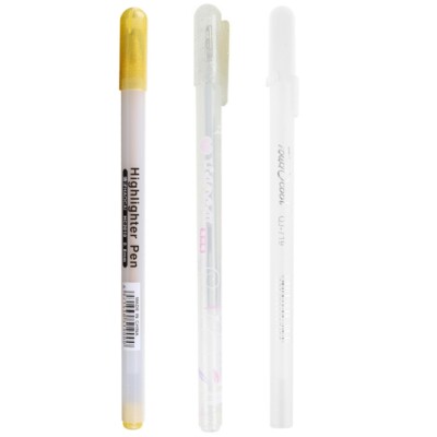 Glitter Pen Silver/Gold/White Glossy Gel Pens 3D Gel Pens