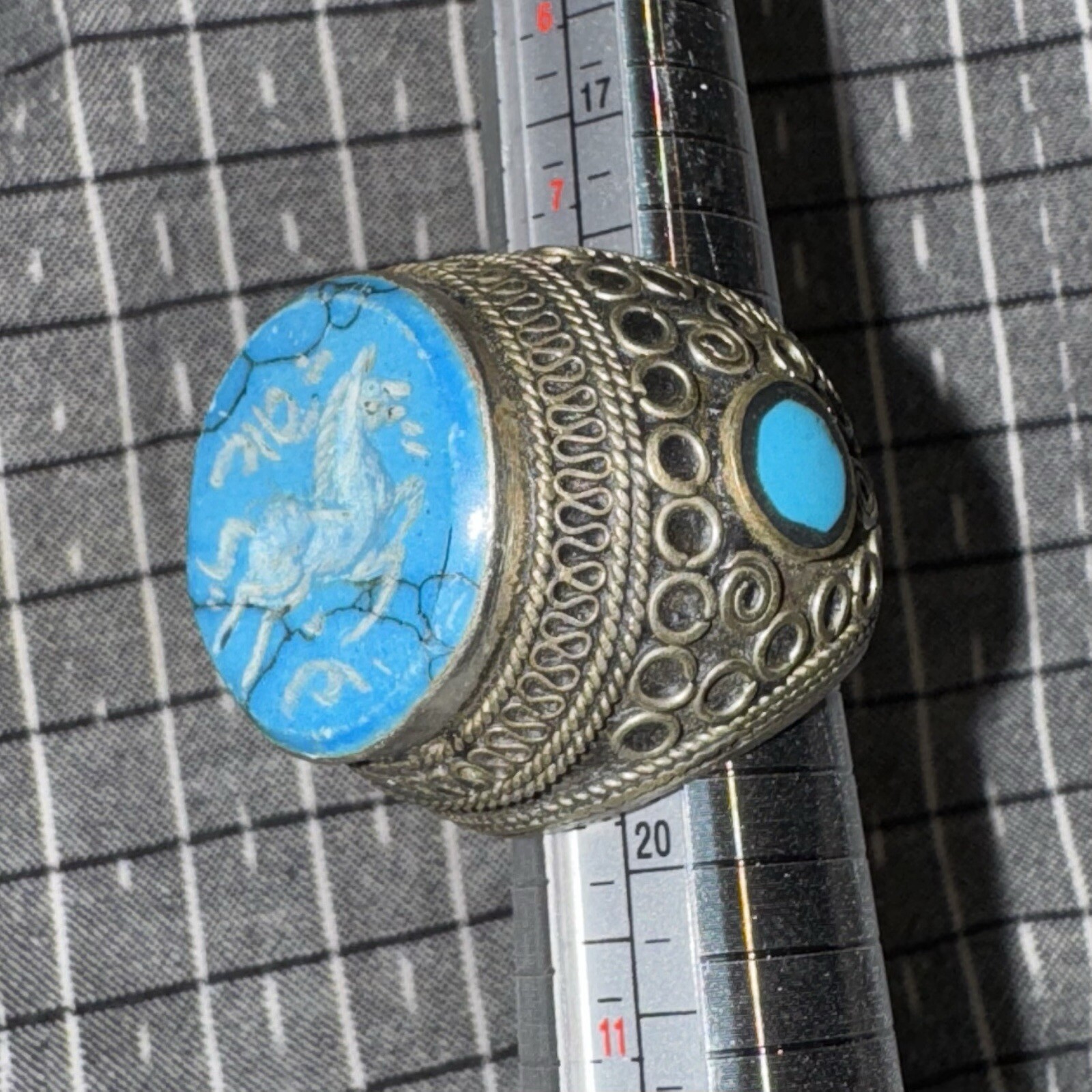 Vintage Middle Eastern Oversized Ring, Galloping … - image 2