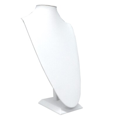 18'' Tall White Leatherette Jewelry Necklace Display Stand Bust Organizer Holder
