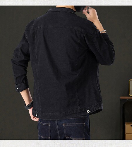 Men Spring Denim Jacket Loose Slim Denim Jacket Clothes Casual Lapel Top - Picture 13 of 27