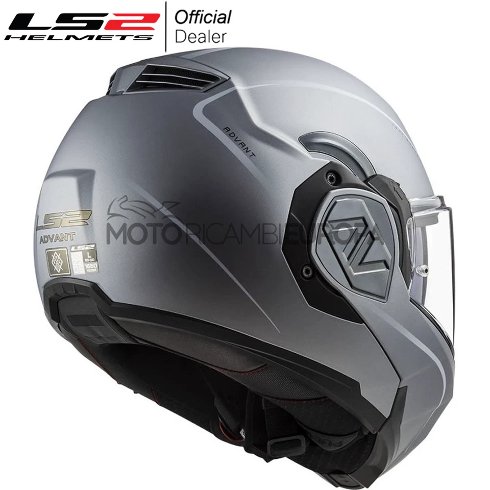 Casco LS2 Modulare Apribile Advant Moto Scooter Titanio Opaco Doppia Visiera - Immagine 4 di 4