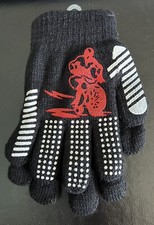 Kids Mittens - Sticky Fingers - Red Motor Cross Theme - Black 2-5 yrs