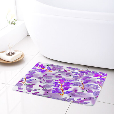 Country Plant Botanical Purple Leaf Shower Curtain Bathroom Accessories Set