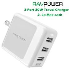 Wall Charger 3-Port 30W RAVPower Travel Charger Multi Port USB Charger PB08