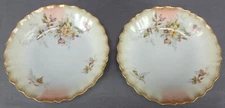 Pair of A&D Limoges Pink & Yellow Floral & Gold Dessert Bowls Circa 1890-1910