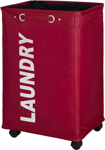 WäSchekorb Mit Rollen WäSchesammler WäSchetonne WäSchetruhe Quadro Rot Wenko Xl-image