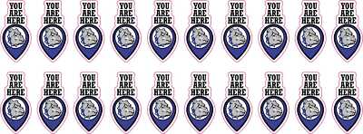 0.5in x 1in Bulldog You Are Here Map Pointer Vinyl Stickers School Spirit Decals