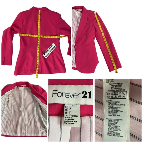 Blazer Forever 21 Mujer Grande Rosa Barbie Trabajo Oficina Preppy Chaqueta Informal - Imagen 7 de 19