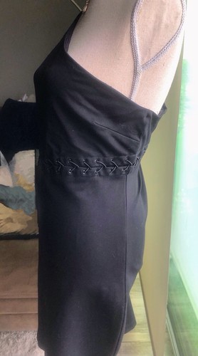 NWT Ladies $525 Halston One Shoulder Ponte Dress LBD Stretch Black - Sz 10 - Picture 3 of 8