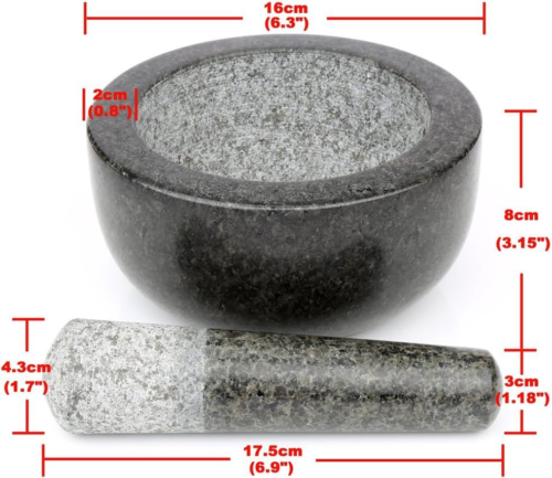 H&S Stößel und Mörser Set - großer Premium massiver Granit Steinschleifer -... - Bild 6 von 7