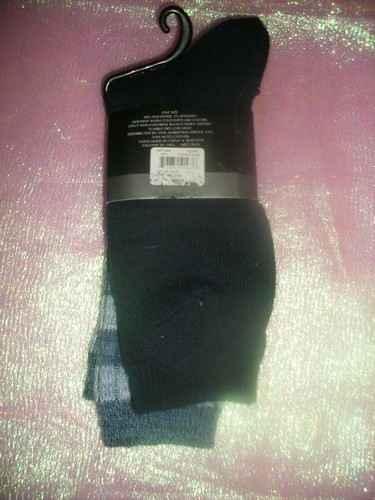 SIGNATURE STUDIO DAMEN 2ER PACK CREW SOCKEN EINFARBIG / GESTREIFT - BLAU - NEU - Bild 2 von 2