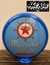 TEXACO MARINE GASOLINE Blue Reproduction 13.5" Gas Pump Globe - (Blue Body)