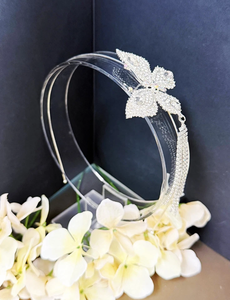 Butterfly Headband, Butterfly Costume Crown, Silver Hair Crown, Halo Party Crown - Image 4 of 4