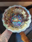 Pretty Amethyst Millersburg Carnival Glass Peacock Master Bowl No Bee Tiara Back