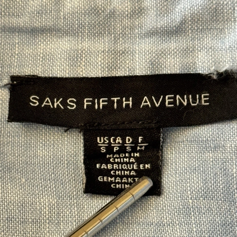 Vestido camisero Saks Fifth Avenue azul 100 % lino con bolsillos talla pequeña para mujer’s Foto 4 de 4