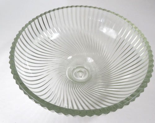 Unmarked Clear Glass Ceiling Light Shade Ribbed Swirl Design Scallop Edges - Picture 4 of 11