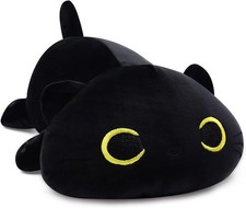 Black Cat Plush - 13inch Kawaii Black Cat Stuffed Animals, Cute Cat Plush Pillow