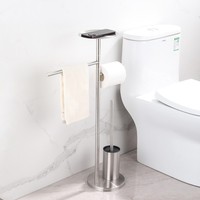 Brushed Nickel 360° Rotation Toilet Paper Holder Free Stand Brush and Holder Set